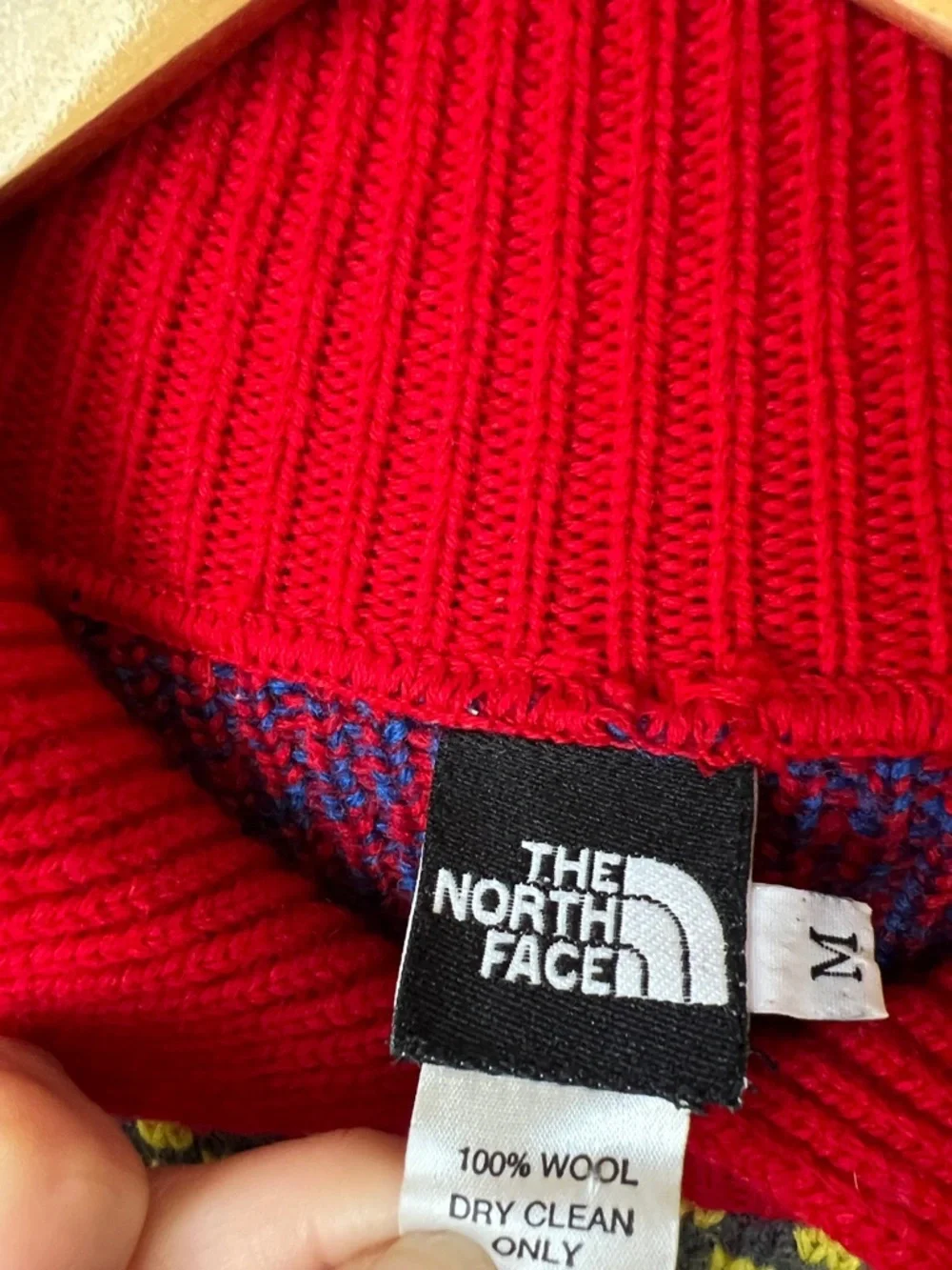 The north face vintage  wool knit fair isle style  collared sweater